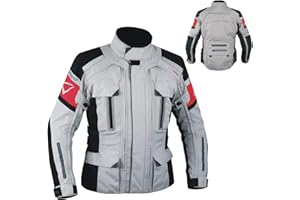 A-PRO Blouson Moto Textile Tissu Impermeable Doublure 4 Saisons Protections Gris XXL