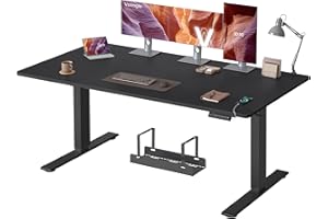 VASAGLE Bureau Électrique Réglable en Hauteur, 160 x 80 cm, avec Port USB-C, Support pour Multiprise, Rappel de Sédentarité, Fonction Mémoire 3 Hauteurs, Télétravail, Noir d'encre LSD146BZ02