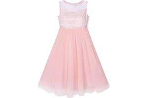 Sunny Fashion Vestito Bambina Strass Chiffon Damigella d'Onore Danza Palla Maxi Toga 6-14 Anni