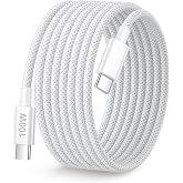 Pamker USB C Charger Cable 100W Fast Charging 3M Braided Nylon White | Type C PD 3.0, USB C Cable, for iPhone 17/16, Galaxy S