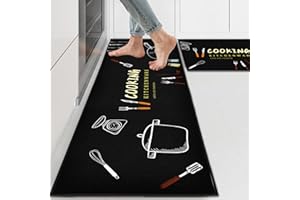 ‎PQCXXA 2 Stück Küchenteppiche und Teppiche Öl aufnehmen Küche Matten Fußmatte Teppich Set für Küche, Wäscherei,Wohnzimme (Cooking, 43x150cm+43x75cm)