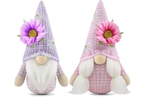 Gehydy Set of 2 Spring Gonks Decoration Easter Summer Sunflower Gnome Plush Handmade Decor for Home Kitchen