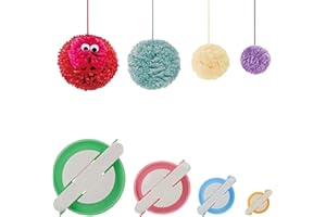 KNEWMART Pompom Makers,4 Taille Pompom Fabricants Tisserandes de Boules Peluches Travaux d'aiguilles Outils de Laine à Tricoter DIY Kit (4)