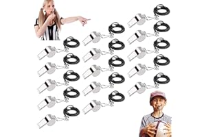 XOPOZON Whistle, 15 Stück Edelstahl-Sportpfeifen mit Umhängeband, Trillerpfeife Laute Knackige Klang, Ideal für Kinder, Trainer, Schiedsrichter und Offizielle