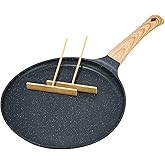 Exyvox Non-stick Crepe Pan, 28 cm Black Tortilla Pan with Swiss Granite Coating, Bakelite Handle, Suitable for All Hobs Inclu