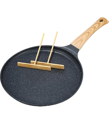 Lagrange Crêpeplatte | Für 7 Mini-Crêpes (Ø 11,4 Cm) | Mit 7 Holzpfannenwendern | Antihaftbeschichtung