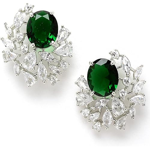 Karatcart Women Green American Diamond Stud Earrings