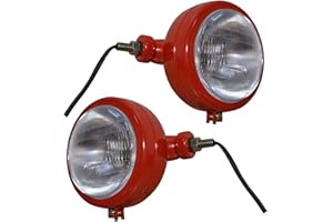 APSMOTIV Tractor Headlights Assemblies HeadLamp Lights With 12v Bulbs for David Brown 700 800 900 1200 1400 Series | Massey Ferguson 35 35X 65 765 | Case/IH Tractor B275 B250 B414 B444 Red