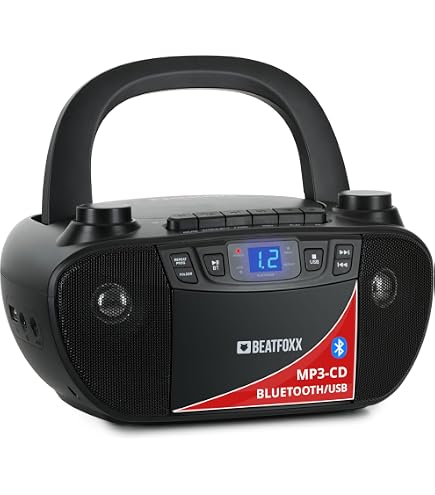 KLIM Draagbare Cassettespeler Met Boombox – AM/FM-radio, Bluetooth, USB-opname, 3W Luidspreker – Werkt Op Batterij Of Netstroom – Ideaal Voor Nostalgie En Muziek Onderweg