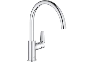 ‎GROHE GROHE BauEdge, Küchenarmatur mit hohem Auslauf (Wasserhahn für die Küche, Spültischarmatur mit 360° Schwenkbereich, einfache Montage, Befestigungsset aus Metall), chrom, 31367001
