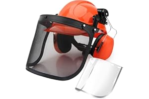 COL-PARY Casco de Seguridad para Motosierra, 6 en 1, Casco de Seguridad Forestal con Visera de Malla de Acero y Orejeras de protección auditiva, Visera, desbrozadora, Casco de protección antigolpes