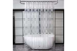 EurCross Transparent Duschvorhang 180x200 mit Geometrisch 3D Muster, Wasserdicht Duschvorhänge für Badezimmer mit 3 Stärkeren Magnete Unten, Eva Plastik Antischimmel Badvorhang mit 12 Haken