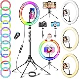 12 Zoll Ringlicht mit Stativ Handy, Tisch LED Ring Light/Kamera Handystativhalter mit Ringleuchte für YouTube, Selfie, Makeup