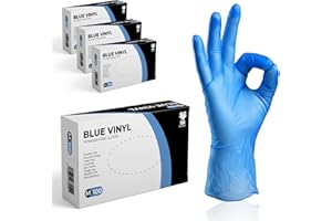 The Real Touch Disposable Gloves, Size M, Pack of 100 Powder Free, Latex Free,Blue Vinyl Gloves Comfortable Fit, Suitable for Food Handling, Cleaning & Multi-Purpose Use