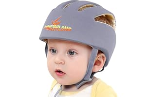 IULONEE bébé Casque de Protection pour Enfant Chapeau Infantile Tête de Protection Chapeau de Coton pour Enfant réglable Casque de sécurité Gris