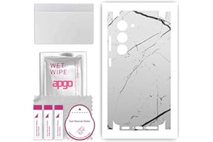 apgo Rückseite + Seiten Schutzfolie, Skin, kompatibel mit Samsung Galaxy S23, Hinten Displayschutzfolie aus Vinylfolie, Kratzfest, einfache Montage - Weißer Marmor