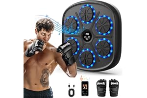 HEETIPUK Music Boxing Machine,Boxmaschine mit Musik für Erwachsene,LED Licht Musik Box Maschine mit 2 Boxhandschuhen und 2 Zentimeter Ladekabel,Wandmontierte Bluetooth-Boxmaschine mit 9 Geschwindigkeitsmodi