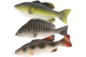 Gresorth 3 PCS Artificial Mixed Fish Set Fake Food Wall Hanging Model Realistic Home Party Kitchen Toys Christmas Decoration
