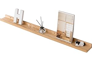 ‎GIEANOO Gieanoo Bilderleiste Holz, 90cm Eiche Regal Massiv Schweberegal Wandregal gewürzregal regalbrett Hängeregal Ideal für Wohnzimmer Schlafzimmer Badezimer