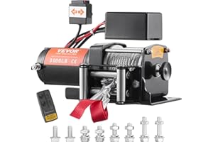 VEVOR Treuil Électrique 12 V 3000 lb 1361 kg avec Télécommande Sans Fil 20 m Treuil à Câble Acier Étanchéité IP55 avec Contrôleur Filaire pour Traction Remorque Véhicules VTT SUV Camions Yachts Bateau