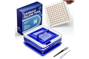 ‎ANGTAI JN Angtai JN Kapselfüller 00 Kapselfüllmaschine für 100 leere Kapseln Vegane Gelatine Größe 00 mit Löffel, 100 Löcher für Kapseln selbst befüllen, mit Detaillierte Anweisungen