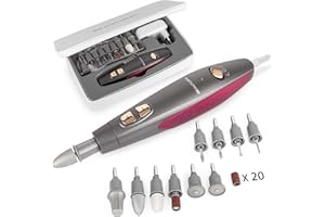 BEAUTURAL Kit de manucure et pédicure professionnel, perceuse électrique à ongles, accessoires de 10 pièces plus 20 bandes de ponçage, ensemble de limes électriques pour ongles