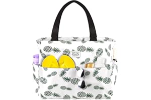 HOMESPON Große Strandtasche Damen mit Reißverschluss Wasserdicht Badetasche XXL Familie Beach Tote Bag, Ananas