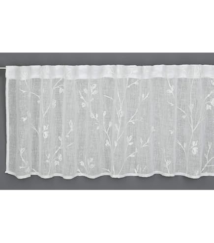 Rideau Brise-bise Jacquard Blanc - Hauteur 70 Cm, Largeur Modulable Par 13 Cm - Pour Cuisine