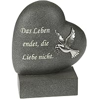 Paul Jansen Herz auf Sockel Taube Grabdekoration, Anthrazit, 6x14x18,5 cm