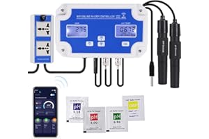 DANOPLUS Smart pH ORP-Controller mit Fernüberwachung und Dosierung per App im Wasser, 3-in-1-pH-/ORP-/Temperaturmessgerät mit austauschbaren Sonden für Hydrokulturen, Aquarien und Pools