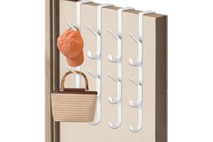 XYVOR 4 Piezas Perchero Puerta, Colgador Puerta, Ganchos Colgador Vertical Sobre La Puertas, Perchas Puertas Colgar Sin Taladro, Para Dormitorio, Baño, Cocina, Armario, Ropa, Toallas, Sombreros, Blanco
