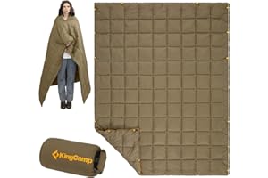 KingCamp Manta térmica Ultraligera para Camping, Multifuncional, cálida, para Viajes al Aire Libre, con Botones a presión, Colcha Ligera para Dormir, Senderismo, Picnic, hogar, Coche