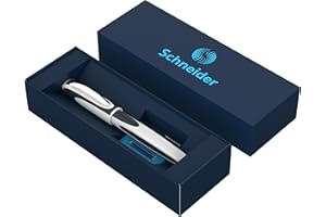 Schneider Ray Coffret cadeau stylo roller dans un étui en carton (avec cartouches d'encre standard, convient aux droitiers et aux gauchers) Blanc/gris foncé