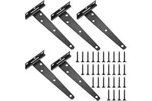 YIPHOMN 5 Stück Türscharnier, T-förmige Scharniere, Gartentor Scharnier, Scharnier Edelstahl Schwerlast, Schaniere Klappbar, für Gartentore Scheunentore Schuppentore Schublade, mit Schrauben