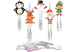 Vookkp 10 Piezas Manualidades Niños Navidad Manualidades De Madera De Bricolaje Decoracion Navidad Carrillon De Viento Campanillas de Viento para Niños
