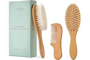 Natemia Premium Baby Haarbürste und Baby Kamm Set aus Holz – Natürliche, Weiche Borsten – Babybürste für Milchschorf – Perfekt als Baby Pflegeset Neugeborene und Baby Geschenk