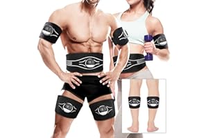 Jenylu EMS Bauchmuskeltrainer EMS Trainingsgerät - 5Pcs Aluminiumblech Muskelstimulator mit 10 Modi und 30 Intensitäten nzeige des Kalorienverbrauchs und Ladeanleitung, für Bauch/Arm/Bein