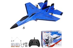 Henakmsl RC Flugzeug 2CH Ferngesteuerter SU35 Kämpfer 2.4GHz RC Flugzeug RTF für Anfänger, Kinder und Erwachsene, FX620 Flugzeug Spielzeug mit Farbigen Lichtern USB-Aufladung Blau