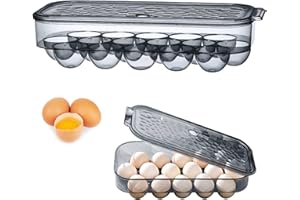 Yuflen Eierbehälter für Kühlschrank, Eierbox für 16 Eier, Stapelbar Eier Organizer Kunststoff Eier Aufbewahrungsbox Kühlschrank mit Deckel, BPA-Frei, Eierkarton, Transportbox