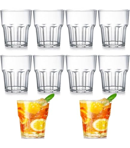 HOME DECO FACTORY Set Di 6 Bicchieri A Strisce Con Bordo Dorato, Capacità 35 Cl, Per Acqua, Succhi, Cocktail, Design Elegante
