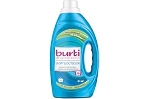 ‎BURTI burti Sport & Outdoor Waschmittel flüssig – Flüssigwaschmittel ohne Bleichmittel & Weichspüler – Sportwaschmittel für Wäscheduft - 29 Wäschen
