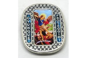 GTBITALY 90.254.36 007 calamita magnete arcangelo san michele michael micheal ovunque proteggimi argento smaltato a mano 3,5 cm