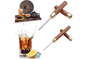 WUDQIJI Edelstahl Eispickel Pick Werkzeug 2 Stück Eispickel Holzgriff Tee Messer Puer Puerh Edelstahl Ice Pick Eispickel Brecher Edelstahl Kitchen Bar Ice Picks für Küche Bars Barkeeper Picknicks
