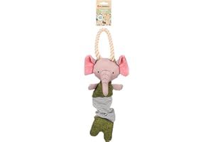 Flamingo - Jouet pour Chiots Labrador, Beagle, Bulldog et Border Collie - Éléphant Britty Vert avec Corde, Douceur et Divertissement