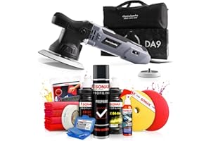 ‎SHINY FREAKS Shiny Freaks Poliermaschinen Set - chemicalworkz DA9 Exzenter Poliermaschine mit Sonax Politur Set, Premium Polierpads, Lack-Versiegelung + Zubehör - Auto Politur | 14-teilig