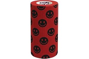 Cohesive Bandage for Horses, Dogs & Pets | Self-Adherent Veterinary Wrap 10cm x 4.5m | WrapTec | Elastic Support & Wound Dressing Fixation | Single Roll by VetSet (Smiley Red)