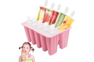 Horuili® Moldes para Helados de Silicona, Moldes Para Paletas, 10 Creativos Moldes Caseros de Silicona para Polos, Reutilizable, Fácil de Desmoldar para Paletas y Helados Caseros (rosa)