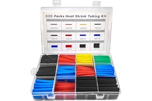 Labmilon 800 Pezzi Guaina Termorestringente, Kit Tubo Guaine Termorestringenti per Cavi Elettrici, Tubi Isolamento, Tdeale per l'isolamento Elettrico e le Connessioni dei Fili, in 5 Colori, 12 Misure