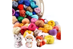 Chingcoo Lot de 100 pelotes de laine à feutrer, 300 g de laine de conte de fées, laine mérinos de qualité supérieure pour feutrage humide et à sec, laine de bricolage pour travaux manuels, bricolage