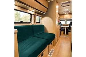 SYLC Samt Bezüge Für Wohnwagenpolster, rutschfeste Wohnmobil Sitzbezüge Mit 2 Cord, Sofa Sitzkissenbezug Für Schonbezug Wohnwagen Polster (Dark Green,Rectangle M)